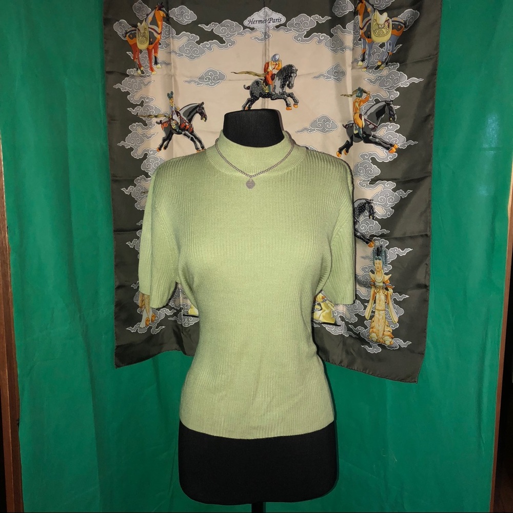 Requirements XL green ribbed‎ short sleeve sweater